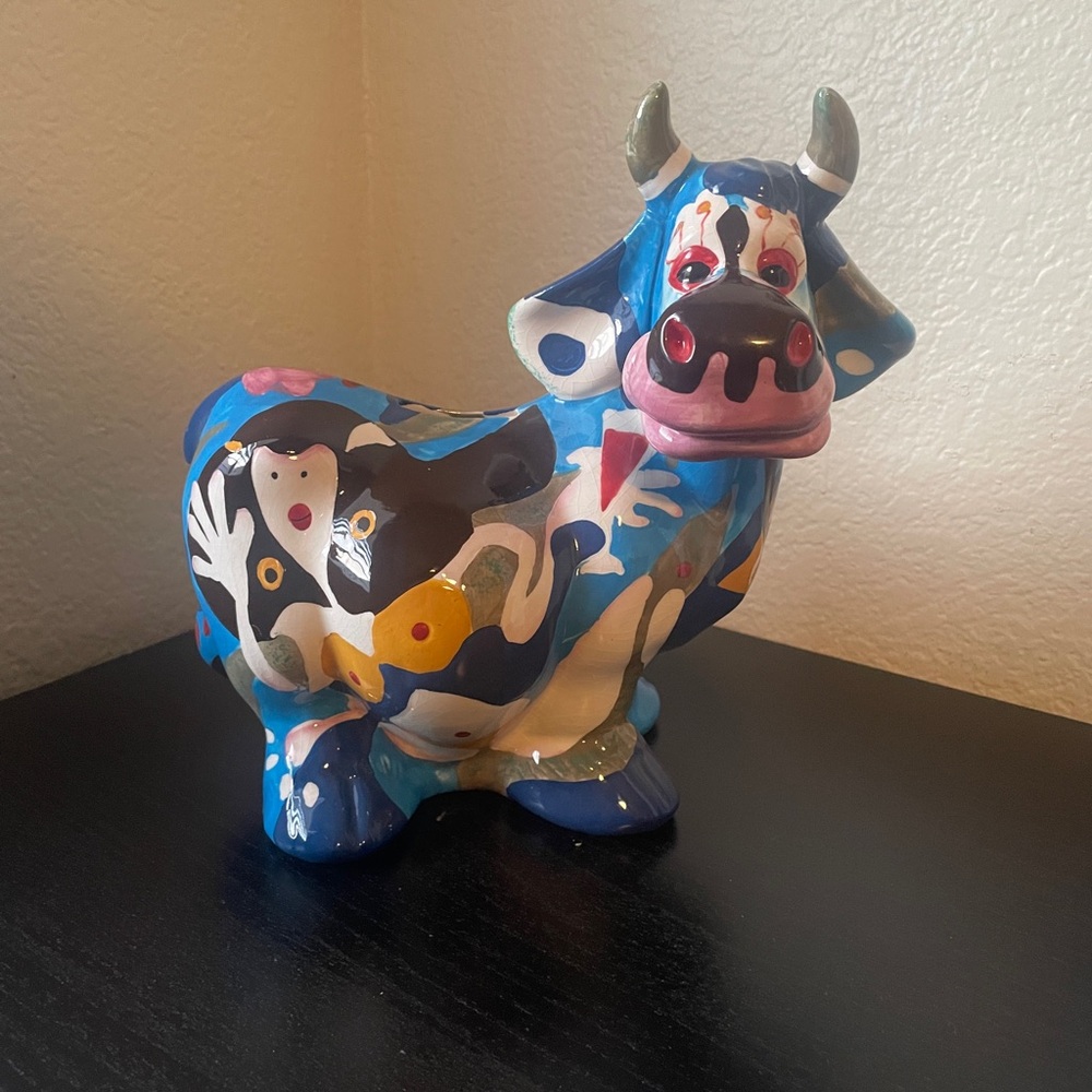Colorful Ceramic Cow Figurine